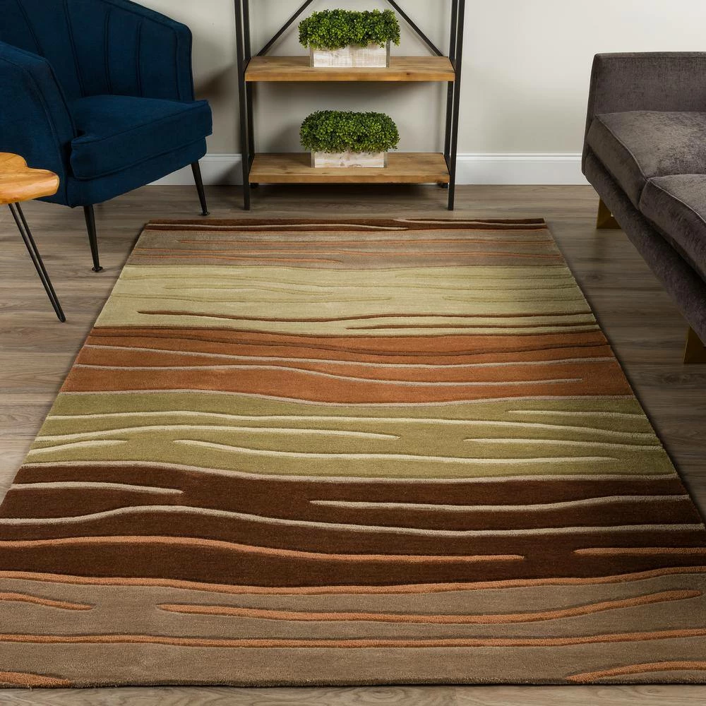 Ascot 306 Striped Autumn 8 ft. x 10 ft. Area Rug by Addison Rugs - Image 7