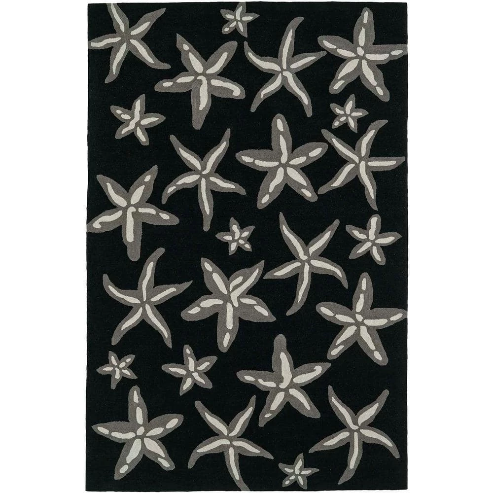 Cove 8 Starfish Black 3 ft. 6 in. x 5 ft. 6 in. Area Rug by Addison Rugs