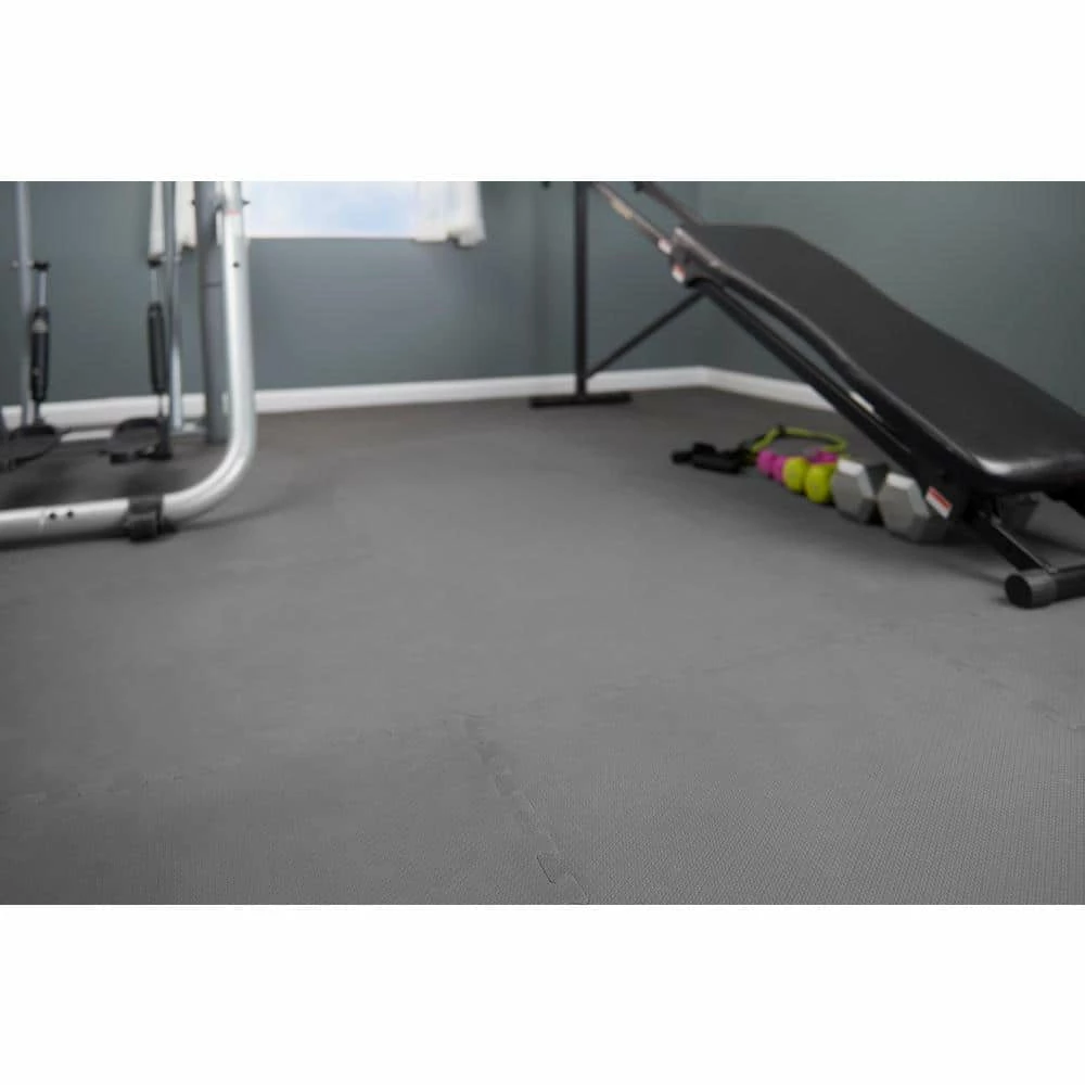 Black/Gray 24 in. x 24 in. x 0.47 in. Foam Dual Sided Gym Floor Tiles (4 Tiles/Pack (16 sq. ft.) by TrafficMaster - Image 6