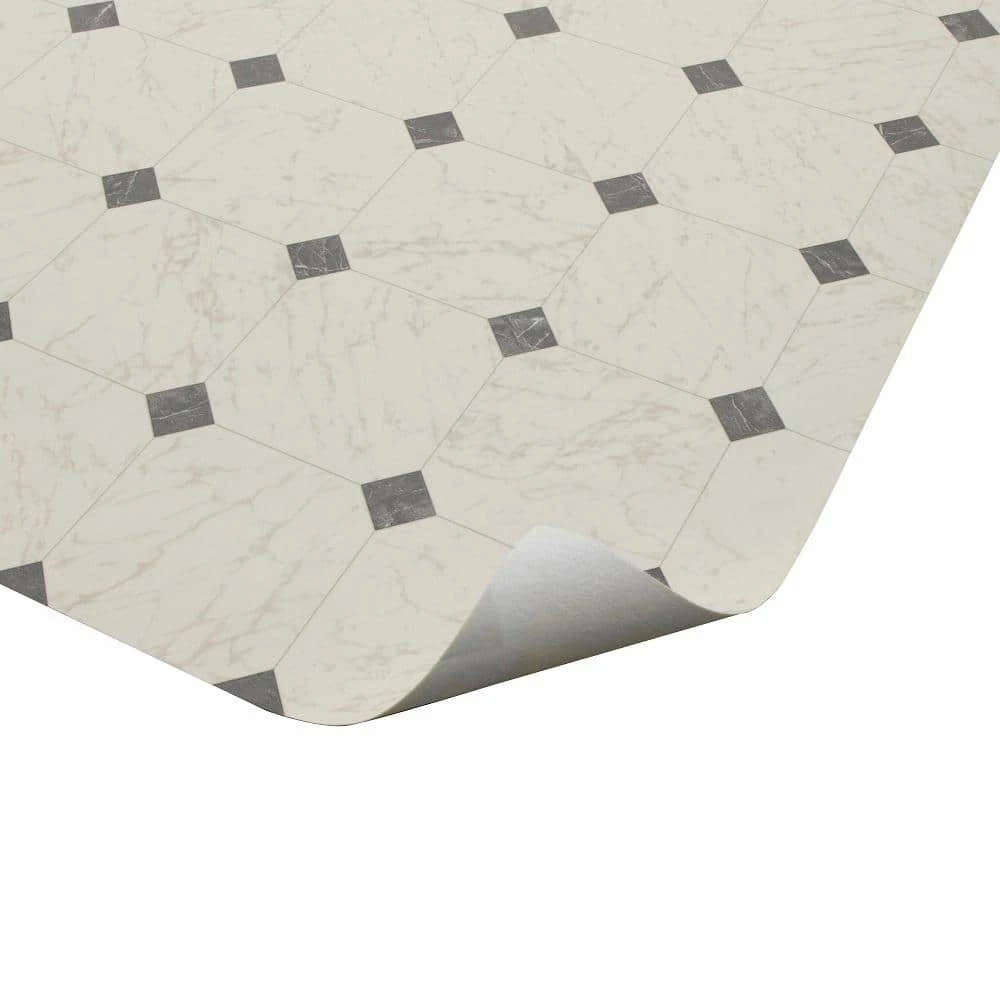 Black and White Marble Paver Residential Vinyl Sheet Flooring 12ft. Wide x Cut to Length by TrafficMaster - Image 11