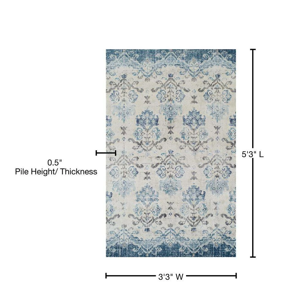 Provincial 11 Blue 3 ft. 3 in. x 5 ft. 3 in. French Damask Area Rug by Addison Rugs - Image 11