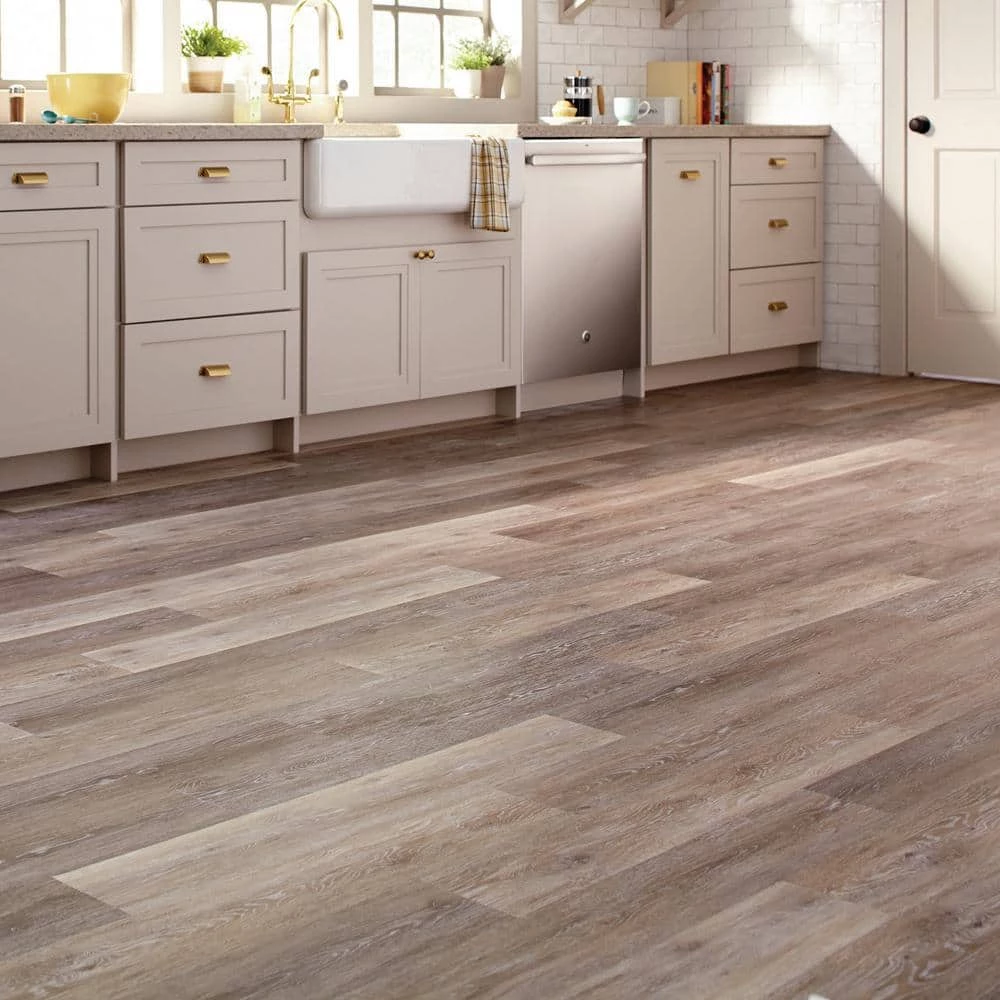 6 in. W Brushed Oak Taupe GripStrip Luxury Vinyl Plank Flooring (24 sq. ft./case) by TrafficMaster - Image 2