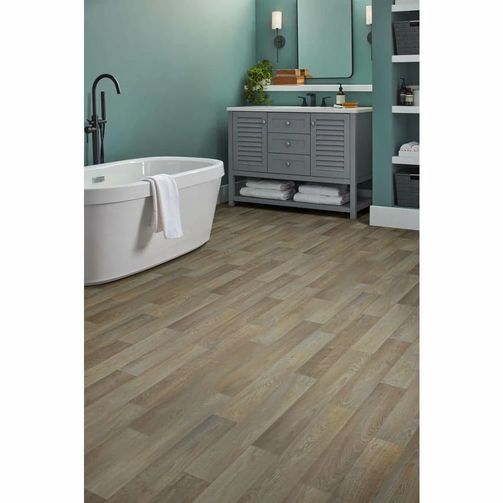 Greyed Oak Wood Residential Vinyl Sheet Flooring 12 ft. Wide x Cut to Length by TrafficMaster - Image 2