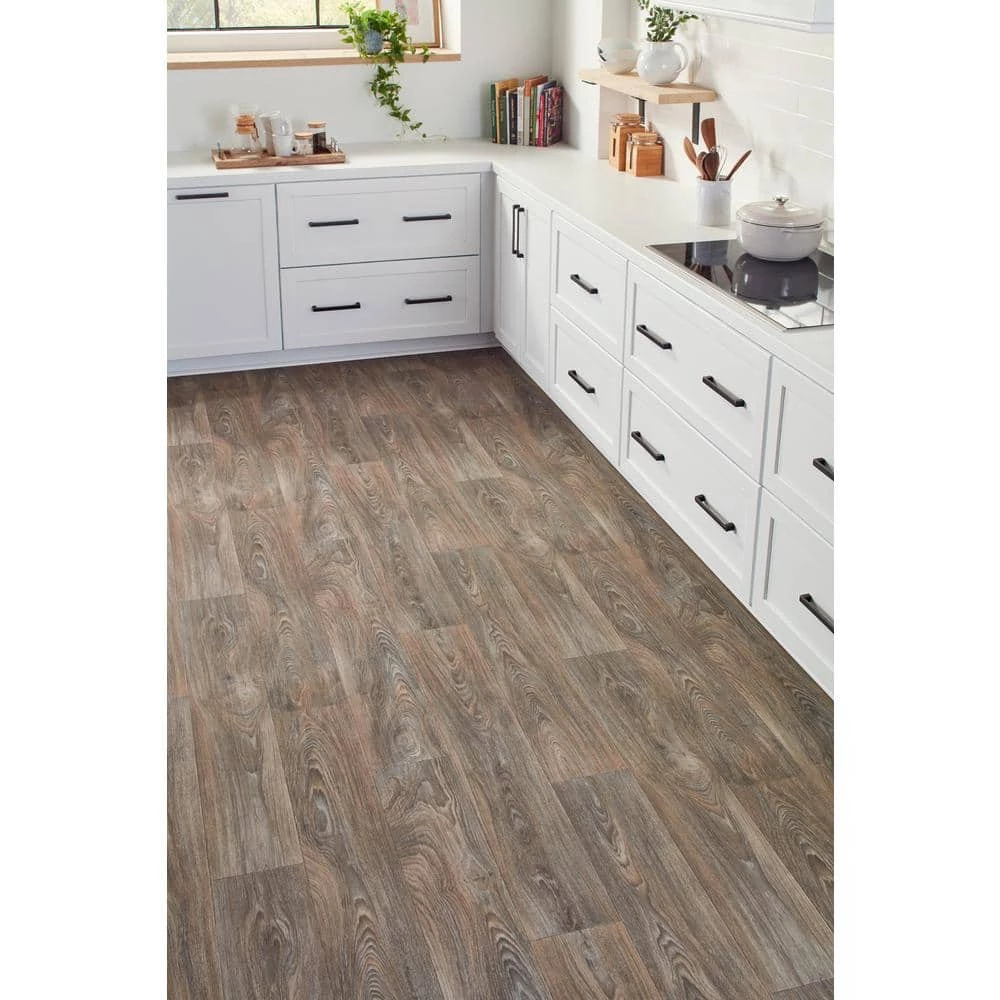 Scorched Walnut Grey Wood Residential Vinyl Sheet Flooring 12ft. Wide x Cut to Length by TrafficMaster - Image 4