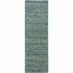 Dexter 1 Teal 2 ft. 3 in. x 7 ft. 6 in. Tonal Solid Wool and Viscose Indoor Area Rug Runner by Addison Rugs