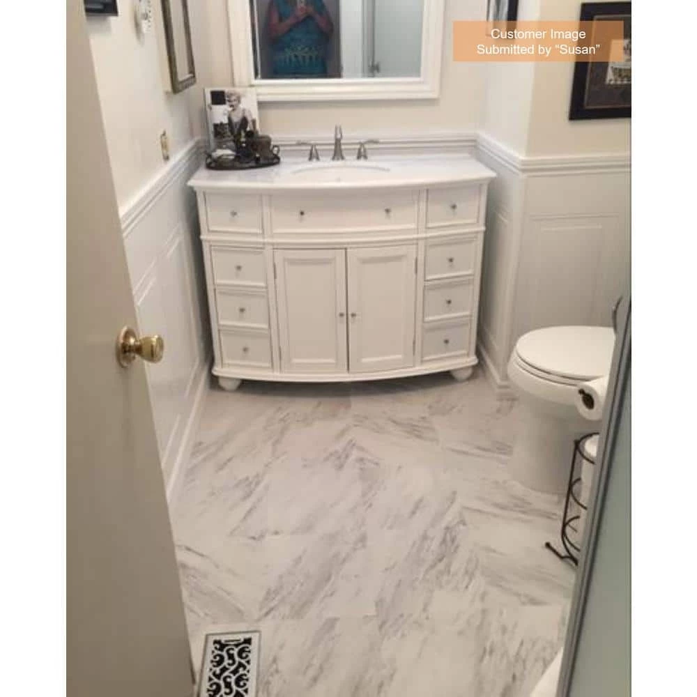 White Marble Residential Vinyl Sheet Flooring 12ft. Wide x Cut to Length by TrafficMaster - Image 3